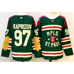 Men Minnesota Wild 97 Kirill Kaprizov Green 2024 25 Stitched Hockey Jersey