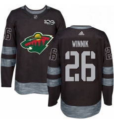 Mens Adidas Minnesota Wild 26 Daniel Winnik Premier Black 1917 2017 100th Anniversary NHL Jersey 