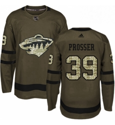 Mens Adidas Minnesota Wild 39 Nate Prosser Premier Green Salute to Service NHL Jersey 