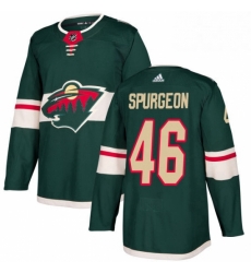 Mens Adidas Minnesota Wild 46 JaGreen Spurgeon Authentic Green Home NHL Jersey 