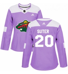 Womens Adidas Minnesota Wild 20 Ryan Suter Authentic Purple Fights Cancer Practice NHL Jersey 