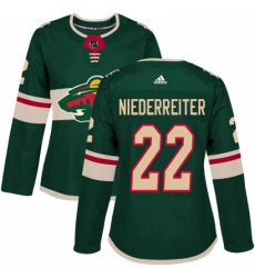 Womens Adidas Minnesota Wild 22 Nino Niederreiter Authentic Green Home NHL Jersey 