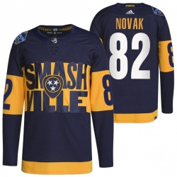 Men Nashville Predators 82 Tommy Novak 2022 Navy Stadium Series Breakaway Player Stitched Jersey