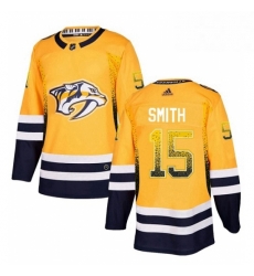 Mens Adidas Nashville Predators 15 Craig Smith Authentic Gold Drift FashionNHL Jersey 