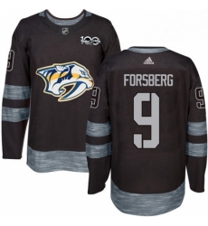 Mens Adidas Nashville Predators 9 Filip Forsberg Authentic Black 1917 2017 100th Anniversary NHL Jersey 