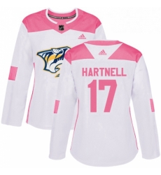 Womens Adidas Nashville Predators 17 Scott Hartnell Authentic WhitePink Fashion NHL Jersey 