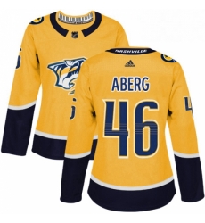 Womens Adidas Nashville Predators 46 Pontus Aberg Authentic Gold Home NHL Jersey 