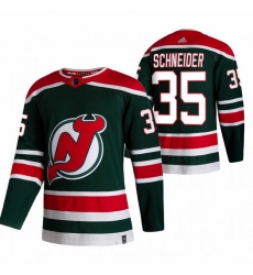 Men New Jersey Devils 35 Corey Schneider Green Adidas 2020 21 Reverse Retro Alternate NHL Jersey