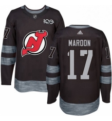 Mens Adidas New Jersey Devils 17 Patrick Maroon Authentic Black 1917 2017 100th Anniversary NHL Jersey 