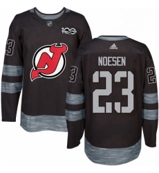 Mens Adidas New Jersey Devils 23 Stefan Noesen Authentic Black 1917 2017 100th Anniversary NHL Jersey 