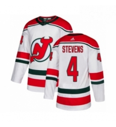 Mens Adidas New Jersey Devils 4 Scott Stevens Premier White Alternate NHL Jersey 