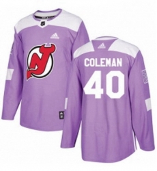 Mens Adidas New Jersey Devils 40 Blake Coleman Authentic Purple Fights Cancer Practice NHL Jersey 