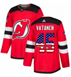 Mens Adidas New Jersey Devils 45 Sami Vatanen Authentic Red USA Flag Fashion NHL Jersey 