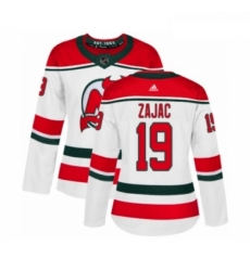 Womens Adidas New Jersey Devils 19 Travis Zajac Authentic White Alternate NHL Jersey 