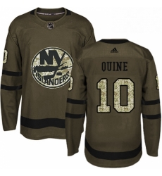 Mens Adidas New York Islanders 10 Alan Quine Authentic Green Salute to Service NHL Jersey 