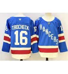 Men New York Rangers 16 Vincent Trocheck Blue 2025 Stitched Hockey Jersey
