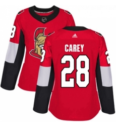 Womens Adidas Ottawa Senators 28 Paul Carey Premier Red Home NHL Jersey 