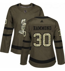 Womens Adidas Ottawa Senators 30 Andrew Hammond Authentic Green Salute to Service NHL Jersey 