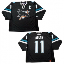 Men San Jose Sharks 11 Owen Nolan Alternate Stitched Hockey Jersey Black