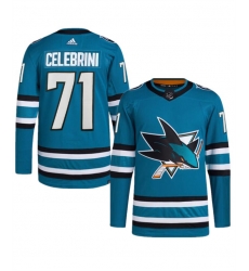 Men San Jose Sharks 71 Macklin Celebrini Teal 2024 Draft Stitched Jersey