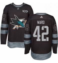 Mens Adidas San Jose Sharks 42 Joel Ward Premier Black 1917 2017 100th Anniversary NHL Jersey 