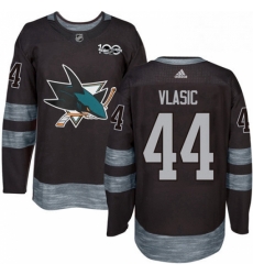 Mens Adidas San Jose Sharks 44 Marc Edouard Vlasic Authentic Black 1917 2017 100th Anniversary NHL Jersey 