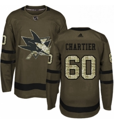 Mens Adidas San Jose Sharks 60 Rourke Chartier Premier Green Salute to Service NHL Jersey 