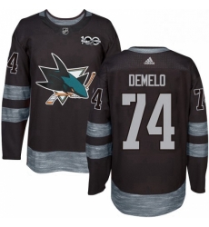 Mens Adidas San Jose Sharks 74 Dylan DeMelo Premier Black 1917 2017 100th Anniversary NHL Jersey 