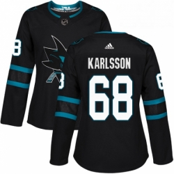 Womens Adidas San Jose Sharks 68 Melker Karlsson Premier Black Alternate NHL Jersey 