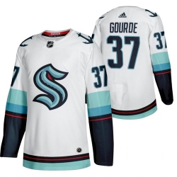 Men Seattle 37 Kraken Yanni Gourde 2022 Away White Jersey