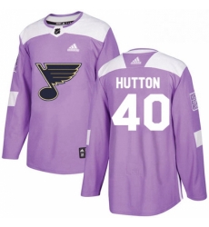 Mens Adidas St Louis Blues 40 Carter Hutton Authentic Purple Fights Cancer Practice NHL Jersey 