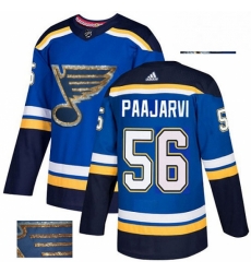 Mens Adidas St Louis Blues 56 Magnus Paajarvi Authentic Royal Blue Fashion Gold NHL Jersey 