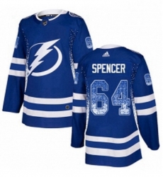 Mens Adidas Tampa Bay Lightning 64 Matthew Spencer Authentic Blue Drift Fashion NHL Jersey 