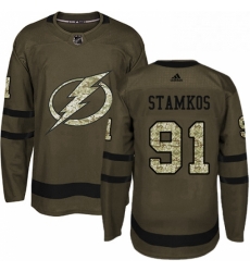 Mens Adidas Tampa Bay Lightning 91 Steven Stamkos Authentic Green Salute to Service NHL Jersey 