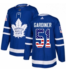 Mens Adidas Toronto Maple Leafs 51 Jake Gardiner Authentic Royal Blue USA Flag Fashion NHL Jersey 