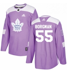 Mens Adidas Toronto Maple Leafs 55 Andreas Borgman Authentic Purple Fights Cancer Practice NHL Jersey 