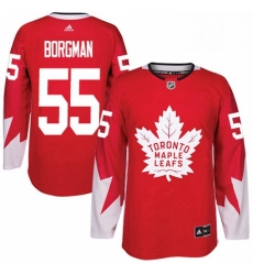 Mens Adidas Toronto Maple Leafs 55 Andreas Borgman Authentic Red Alternate NHL Jersey 