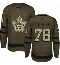 Mens Adidas Toronto Maple Leafs 78 Timothy Liljegren Authentic Green Salute to Service NHL Jersey 