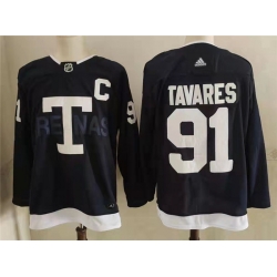 Men's Toronto Maple Leafs 91 John Tavares Navy 2022 NHL Heritage Classic Adidas Jersey