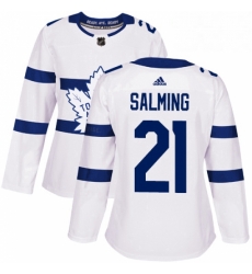 Womens Adidas Toronto Maple Leafs 21 Borje Salming Authentic White 2018 Stadium Series NHL Jersey 