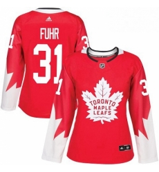 Womens Adidas Toronto Maple Leafs 31 Grant Fuhr Authentic Red Alternate NHL Jersey 