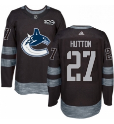 Mens Adidas Vancouver Canucks 27 Ben Hutton Authentic Black 1917 2017 100th Anniversary NHL Jersey 