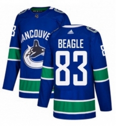 Mens Adidas Vancouver Canucks 83 Jay Beagle Authentic Blue Home NHL Jersey 