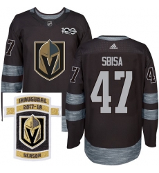 Adidas Golden Knights #47 Luca Sbisa Black 1917 2017 100th Anniversary Stitched NHL Inaugural Season Patch Jersey