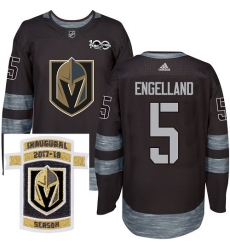 Adidas Golden Knights #5 Deryk Engelland Black 1917 2017 100th Anniversary Stitched NHL Inaugural Season Patch Jersey