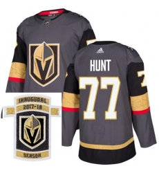 Adidas Golden Knights #77 Brad Hunt Grey Home Authentic Stitched NHL Inaugural Season Patch Jersey