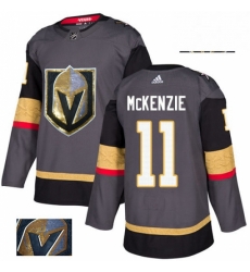 Mens Adidas Vegas Golden Knights 11 Curtis McKenzie Authentic Gray Fashion Gold NHL Jersey 