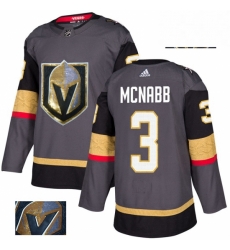 Mens Adidas Vegas Golden Knights 3 Brayden McNabb Authentic Gray Fashion Gold NHL Jersey 