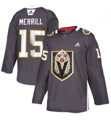 Vegas Golden Knights 15 Jon Merrill Gray Dia De Los Muertos Adidas Jersey