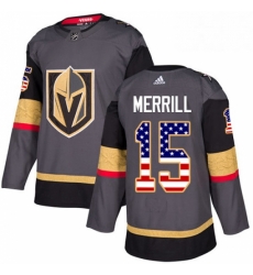 Youth Adidas Vegas Golden Knights 15 Jon Merrill Authentic Gray USA Flag Fashion NHL Jersey 